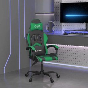 vidaXL Cadeira gaming couro artificial preto e verde