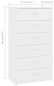 Aparador com 6 gavetas 50x34x96 cm contraplacado branco