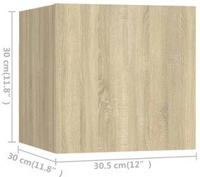 4pcs conjunto de móveis de TV derivados madeira carvalho sonoma