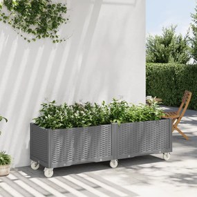 vidaXL Vaso/floreira de jardim c/ rodas 160x50x54 cm PP cinzento-claro