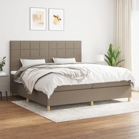 vidaXL Cama com molas/colchão 200x200 cm tecido castanho-acinzentado