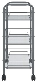 Carrinho de cozinha c/ 3 prateleiras ferro 46x26x64 cm cinzento