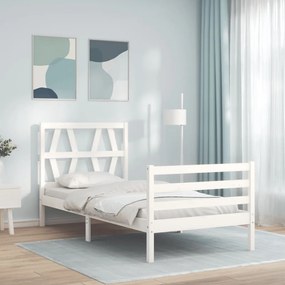 vidaXL Estrutura de cama com cabeceira 90x200 cm madeira maciça