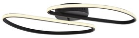 LED Plafon de design preto mate 65 cm regulável em 3 níveis 2-luzes - Pepe Design