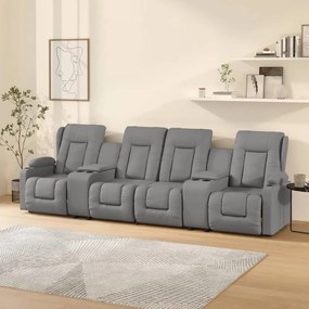 vidaXL Poltrona massagens 4 lug. reclinável sup. copo couro art. cinza