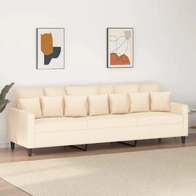 vidaXL Sofá de 3 lugares 210 cm veludo cor creme