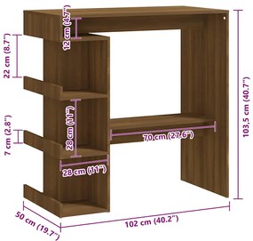 Mesa de bar c/ prateleiras derivados madeira carvalho castanho