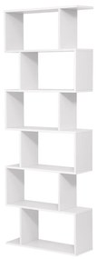 Estante de madeira com 6 prateleiras para sala ou escritório. | VASAGLE | 70 x 24 x 190.5 cm | branco | LBC61WT.