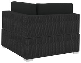 Conjunto sofás de jardim c/ almofadões 4 pcs vime PE preto