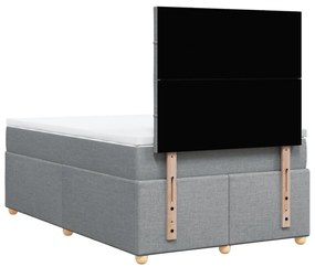 Cama com molas/colchão 120x200 cm tecido cinza-claro