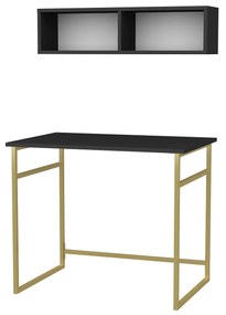 Secretária de Estudo Hussum - Dourado Antracite - 90x60x75cm