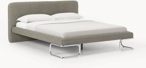 Cama estofada em bouclé com pernas de metal Olina