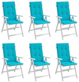 Almofadões cadeira de encosto alto 6 pcs tecido turquesa
