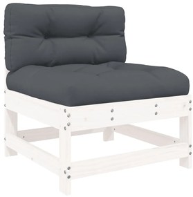 5pcs conjunto lounge jardim c/ almofadões madeira maciça branco