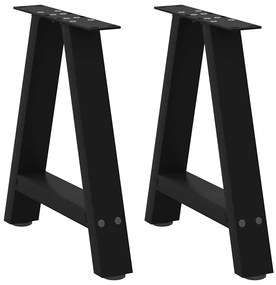 vidaXL Pés para mesa de centro em formato A, 2 peças, preto, 38x(42-43) cm, aço