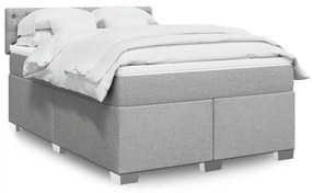 vidaXL Cama com molas/colchão 160x200 cm tecido cinzento-claro