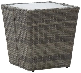 3 pcs conjunto bistrô vime PE e vidro temperado cinzento