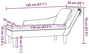 Chaise lounge c/ almofada/apoio de braços direito veludo preto