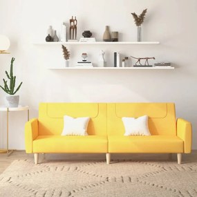 337411 vidaXL Sofá-cama de 2 lugares tecido amarelo