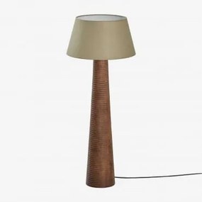 Luminária De Chão Em Madeira De Manga Malva ↑70 Cm & Sage Green Ø40 Cm Monaco - Sklum