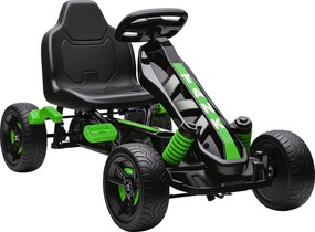 AIYAPLAY Kart a Pedais para Crianças com Embraiagem Automática Travão e Rodas Antiderrapantes em EVA 100x59x60,5 cm Verde | Aosom Portugal