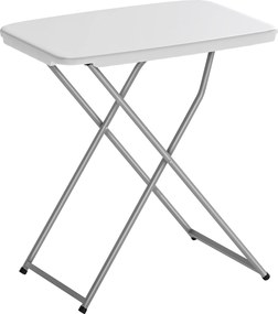 Outsunny Mesa Dobrável de Campismo 75x50x73,5 cm com Altura Ajustável em 5 Níveis com Bancada em HDPE e Estrutura Metálica Branco | Aosom Portugal