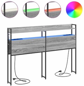 Cabeceira de armazenamento Cinza sonoma 135 cm