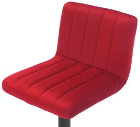Banco de bar Jamie em veludo e com estrutura preta 41 x 87-107 x 49 cm Vermelho