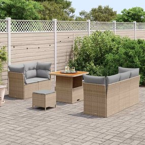 Conjunto de Sofá para Jardim vidaXL de 8 Peças com Almofadas Bege Ratt