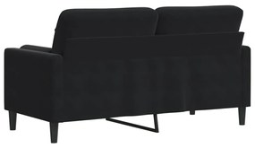 Sofá 2 lugares c/ almofadas decorativas 140 cm veludo preto