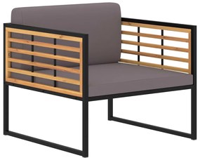 vidaXL Cadeiras jardim + almofadões 2pcs acácia maciça cinzento-escuro