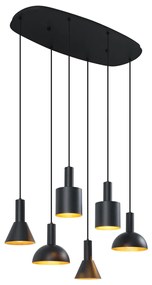 Candeeiro suspenso moderno preto com 6 luzes - Biles Moderno