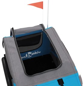 Reboque bicicleta p/ animais tecido oxford/ferro azul/cinza