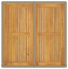 Mesa de jardim 109x107x74 cm vime PE e acácia maciça bege