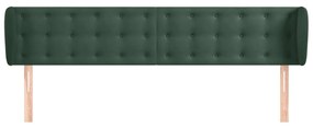 Cabeceira de cama c/ abas veludo 203x23x78/88cm verde-escuro