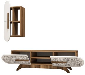 Móvel TV Defne – Nogueira/Branco – 145x37x35 cm