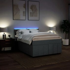 Cama com molas/colchão 160x200 cm tecido cinzento-escuro