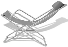 Cadeiras de jardim reclináveis 2 pcs aço cinzento