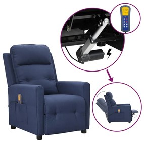 vidaXL Poltrona elevatória de massagens tecido azul