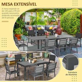 Conjunto de Refeição Mayleen para Jardim - 8 Cadeiras e 1 Mesa Extensí