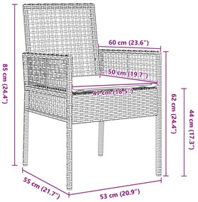 Conjunto de Jantar de Jardim de 9 Peças com Cushions Bege Rattan Poli