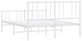 Estrutura de cama com cabeceira e pés 120x200 cm metal branco