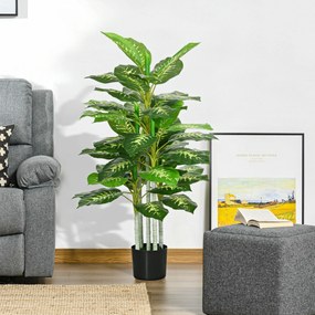 Planta Artificial de 120 cm com 53 Folhas Realistas e Vaso de Cimento Planta Sintética Decoração para Casa Verde