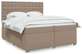 Cama com molas/colchão 200x200 cm couro artificial cappuccino