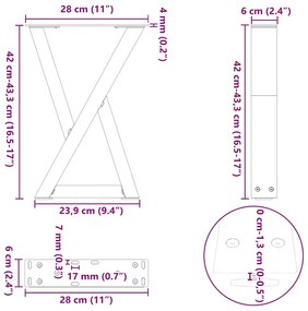 Pés para mesa de centro 2 peças preto 28x(42-43,3) cm aço
