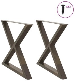 Pés para mesa de jantar 2 peças aço natural 90x(72-73,3) cm aço