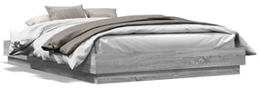 Estrutura de cama com luzes LED 160x200 cm cinzento sonoma