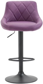 Banco de bar Lazio em couro sintético e com estrutura preta 46 x 83-104 x 49 cm Roxo