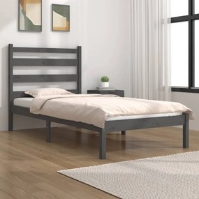 vidaXL Estrutura cama solteiro 90x200 cm pinho maciço cinzento