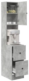 Armário de Cozinha Cinza Concreto 35x50x180 cm Madeira Ingenheirada